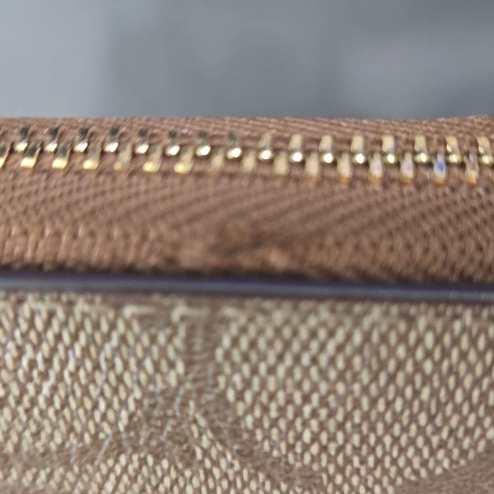 Coach Tan/Brown Signature Zip Wallet Wristlet - Picture 15 of 16